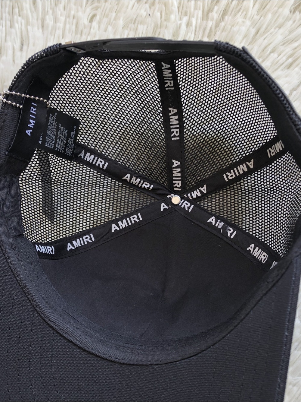 AMIRI Black Mesh Trucker Cap with White Raised Logo - Picture 7 of 7